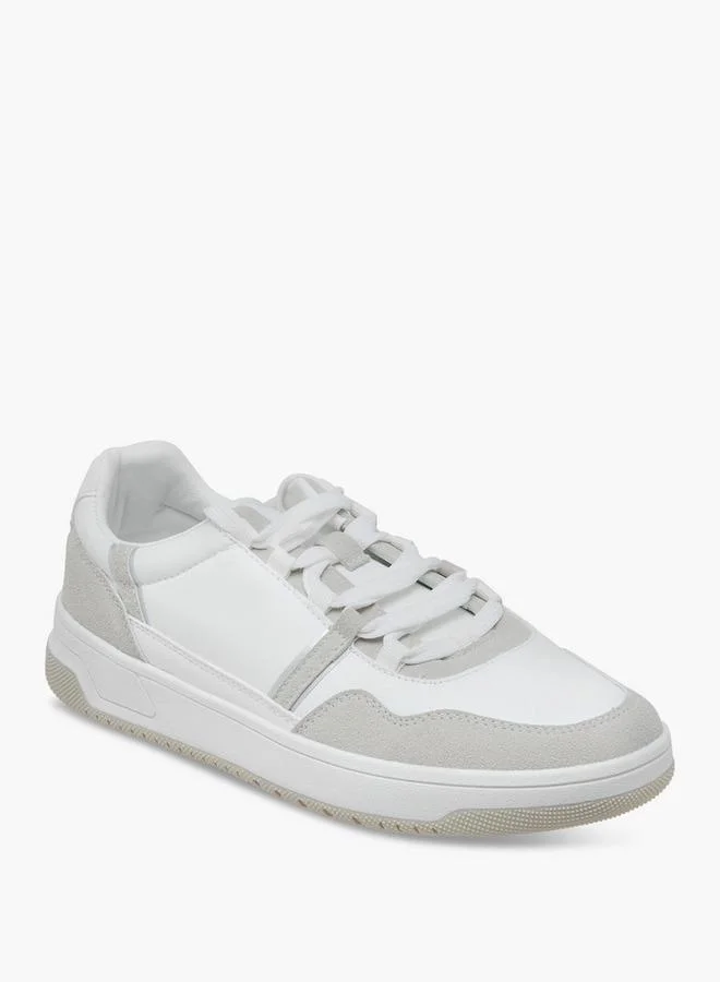 Men's Panelled Sneakers with Lace-Up Closure