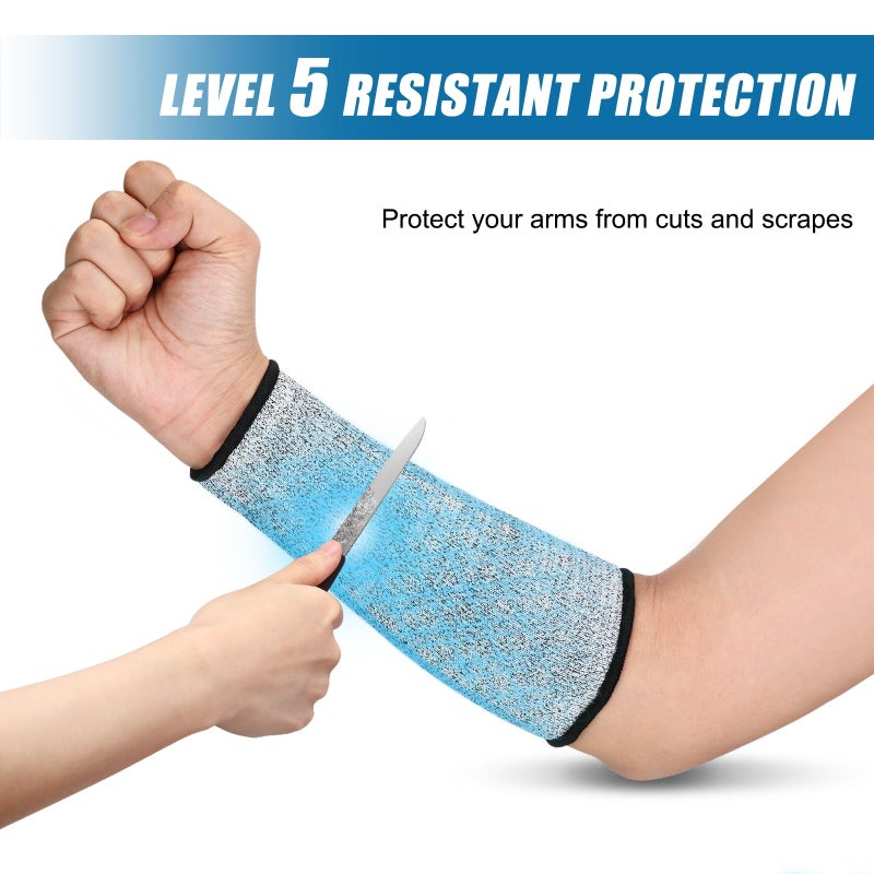 Geyoga 2 Pairs Cut Resistant Sleeve Arm Protection Level 5 Protection Safety Protective Sleeves Arm Protectors for Men Women(8.6 x 3.7 Inches,Black, Gray) - Image 2