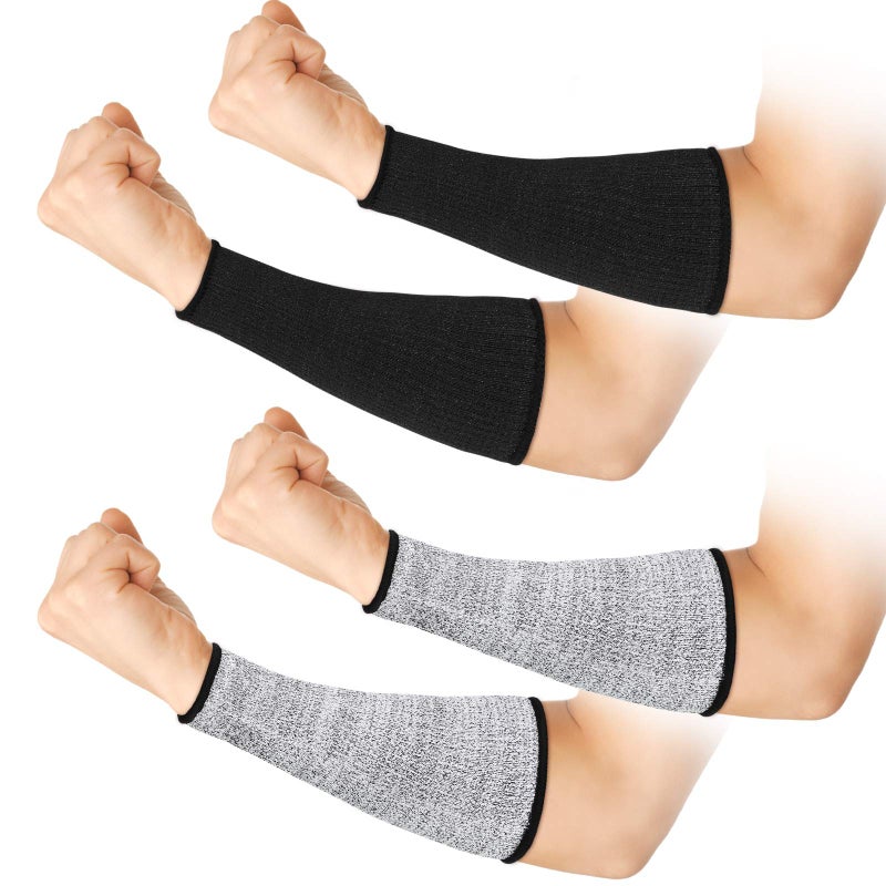 Geyoga 2 Pairs Cut Resistant Sleeve Arm Protection Level 5 Protection Safety Protective Sleeves Arm Protectors for Men Women(8.6 x 3.7 Inches,Black, Gray) - Image 1