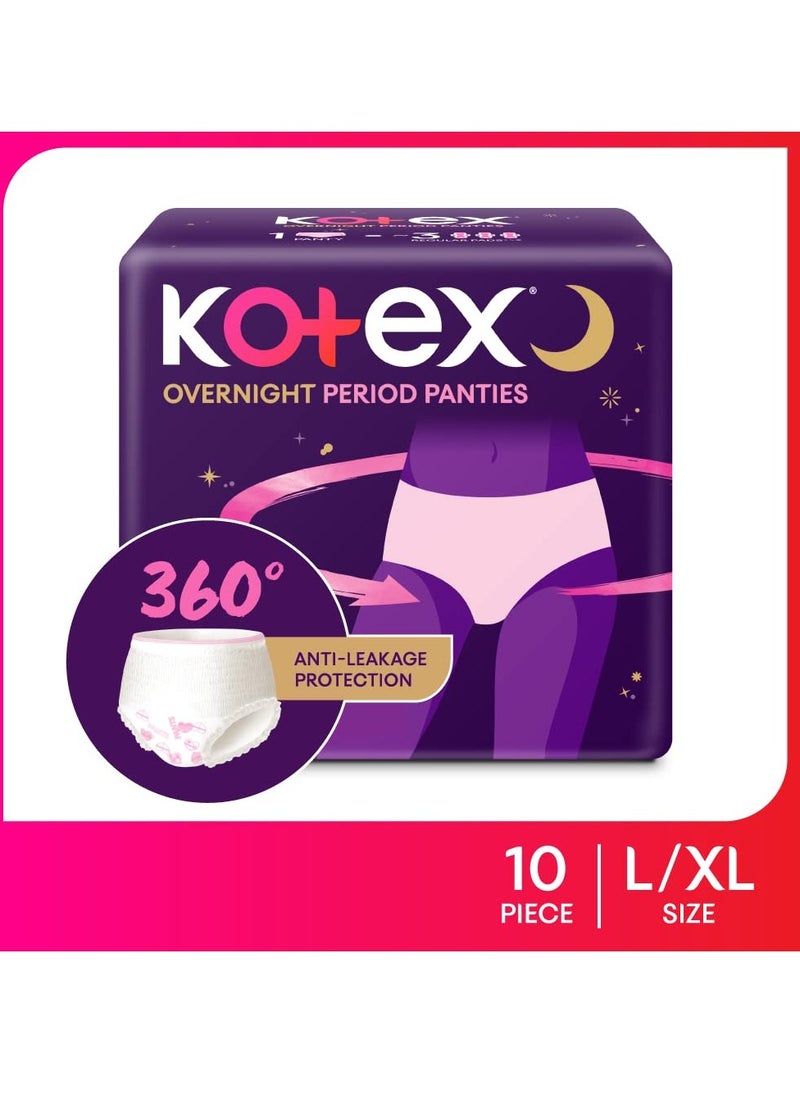 Kotex - Kotex overnight period panties (Large/Extra Large size, pack of 10 panties) - Image 1