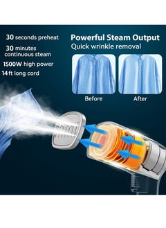 Generic Steam Iron 1500W Handheld Steamer Garment Steamer for Clothes Portable Iron Steam with Strong Penetrating 280ml  - Image 2