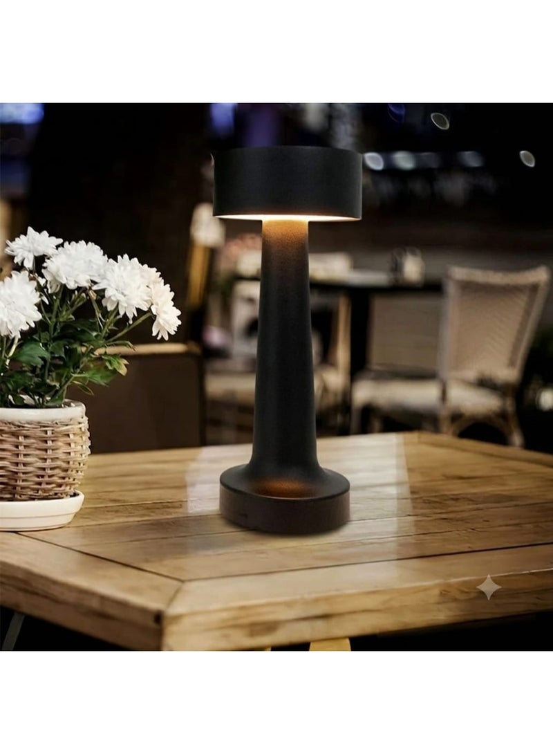 Three Level Adjustable  Rechargeable  Touch Activated LED Table Lamp  Black - Image 1
