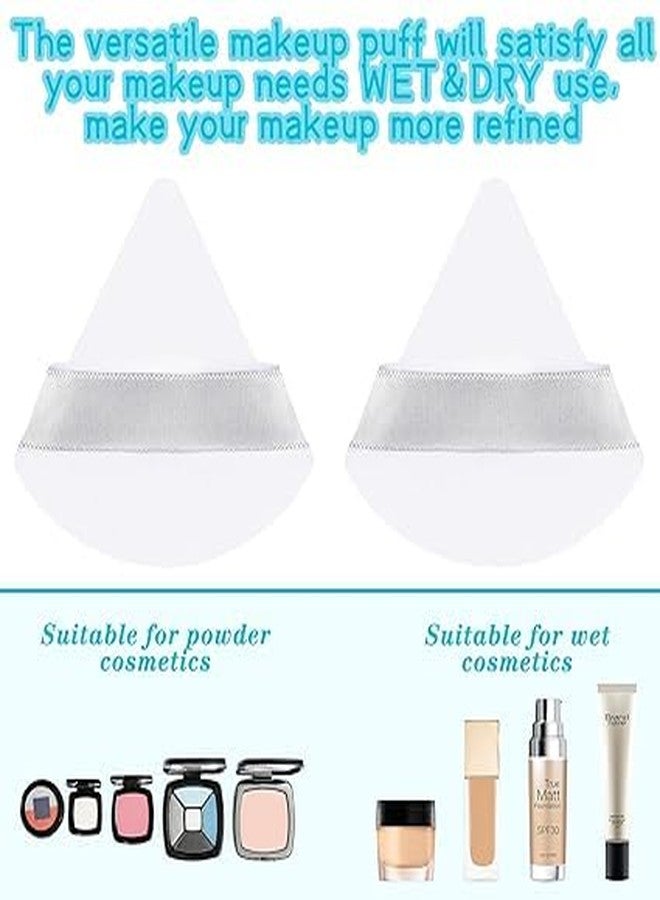 SUNISA Triangle Powder Puff Face Cosmetic Powder Puff Washable Reusable Bake Loose Powder Cosmetic Foundation Sponge Mineral Powder (48 Pcs White Triange Puff) - Image 3