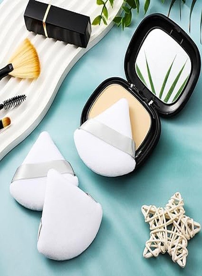 SUNISA Triangle Powder Puff Face Cosmetic Powder Puff Washable Reusable Bake Loose Powder Cosmetic Foundation Sponge Mineral Powder (48 Pcs White Triange Puff) - Image 4