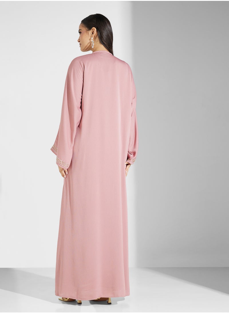 hayas closet Embellished V-Neck Flared Sleeve Abaya  - Image 2