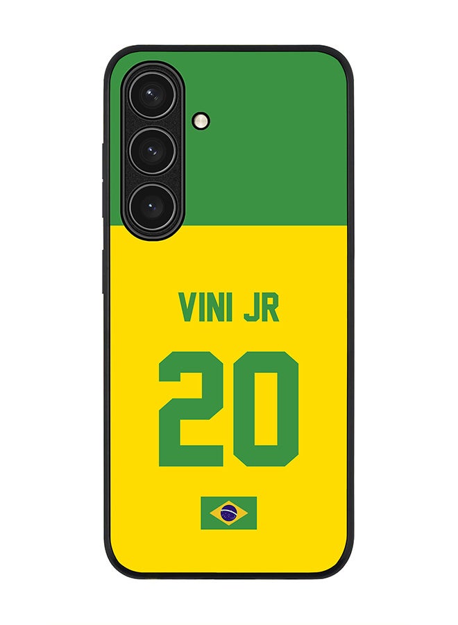 Stylizedd Rugged Black edge case for Samsung Galaxy S24 FE, Slim fit Case Flexible Anti Drop TPU Gel Thin Cover - Football Team - Brazil, Player Name - Vini Jr - Image 1