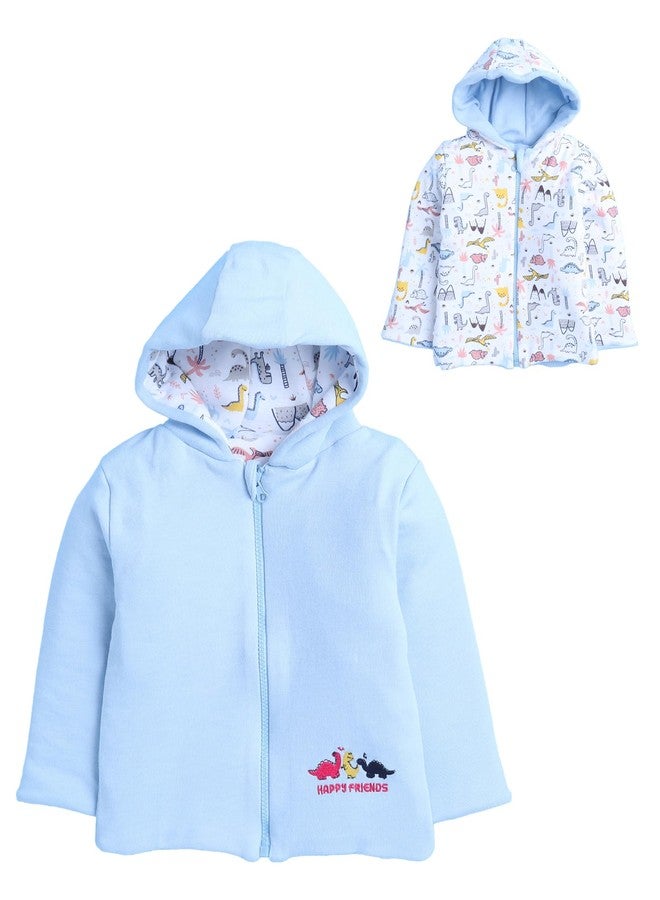 BUMZEE جاكيت padded قابل للعكس بأكمام كاملة للأطفال الأولاد باللون الأزرق السماوي والأبيض - العمر 6-12 شهر (Peb9961C-sbl.wht) - Image 1