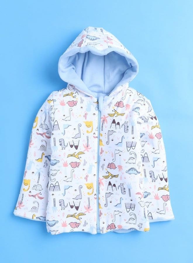 BUMZEE جاكيت padded قابل للعكس بأكمام كاملة للأطفال الأولاد باللون الأزرق السماوي والأبيض - العمر 6-12 شهر (Peb9961C-sbl.wht) - Image 3