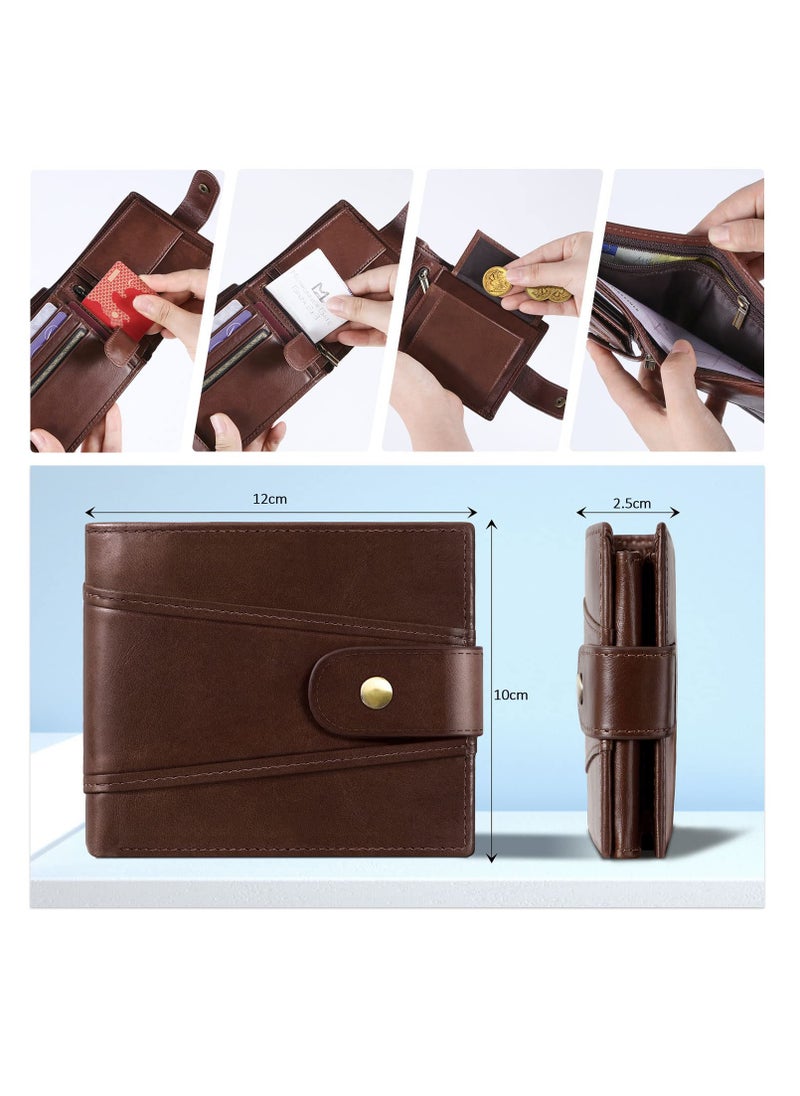 Excefore - Genuine Leather Wallets for Men, Leather Multi-Functional RFID Blocking Wallet with 17 Credit Card Slots, Multi Card Holder Slim Mens Wallet with Zipper Coin Purse, Bifold Wallet - Image 1