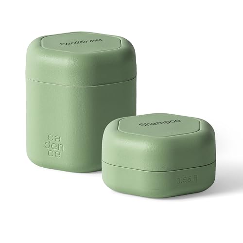 Cadence Travel Containers Basic Skincare Set Magnetic Containers with LidsCarry On Travel Essentials For WomenMen 3 Small Capsules 056oz Cleanser Moisturizer SunIcon Labels Eucalyptus - Image 1