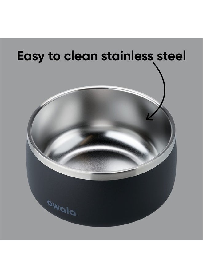 Owala - Pet Bowl - Durable Stainless Steel, Food and Water Bowl for Dogs, Cats, and All Pets, Non-Slip Base, 48oz, Black (Very, Very Dark) - Image 1