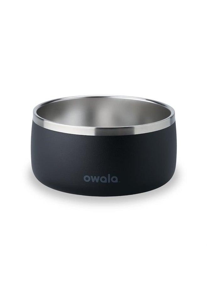 Owala - Pet Bowl - Durable Stainless Steel, Food and Water Bowl for Dogs, Cats, and All Pets, Non-Slip Base, 48oz, Black (Very, Very Dark) - Image 1