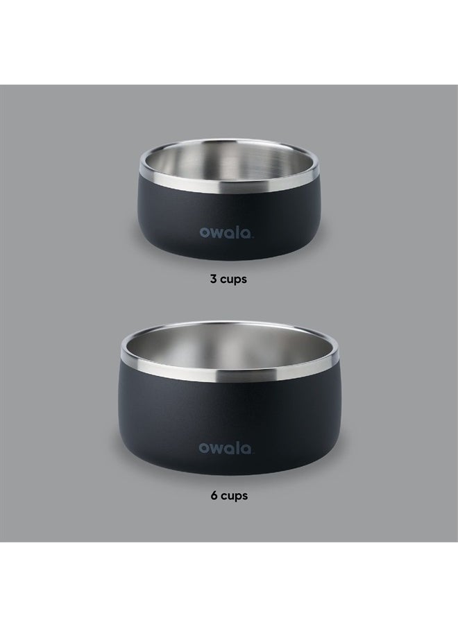 Owala - Pet Bowl - Durable Stainless Steel, Food and Water Bowl for Dogs, Cats, and All Pets, Non-Slip Base, 48oz, Black (Very, Very Dark) - Image 1