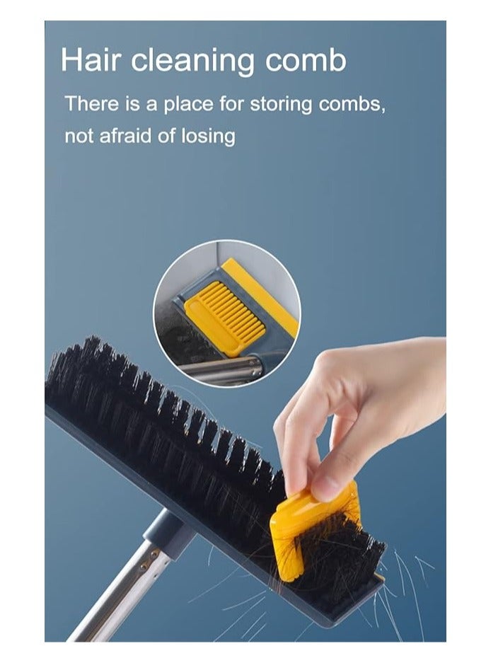 Arabest Floor Scrubbing Brush with Long Handle,Squeegee and Comb，Hard Bristle Sweeping Broom for Tiles,Cleaning Pet Hairs, Sofa, Window, Carpet, Bathroom and Hard-to-Reach Corners (Blue) - Image 2