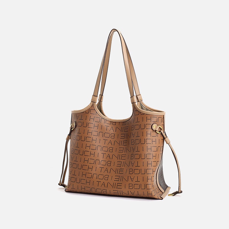 Women'S Bag 2025 Spring And Trendy Satchel Large-Capacity Tote Bag Niche Texture Versatile Printed Shoulder Commuter Bag - Image 2