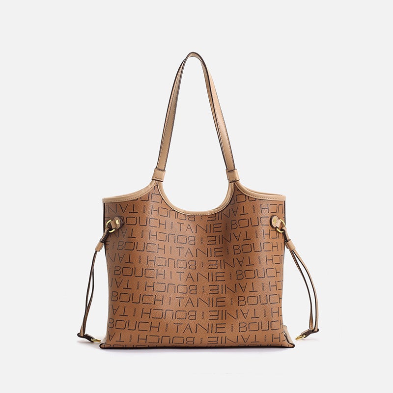 Women'S Bag 2025 Spring And Trendy Satchel Large-Capacity Tote Bag Niche Texture Versatile Printed Shoulder Commuter Bag - Image 1