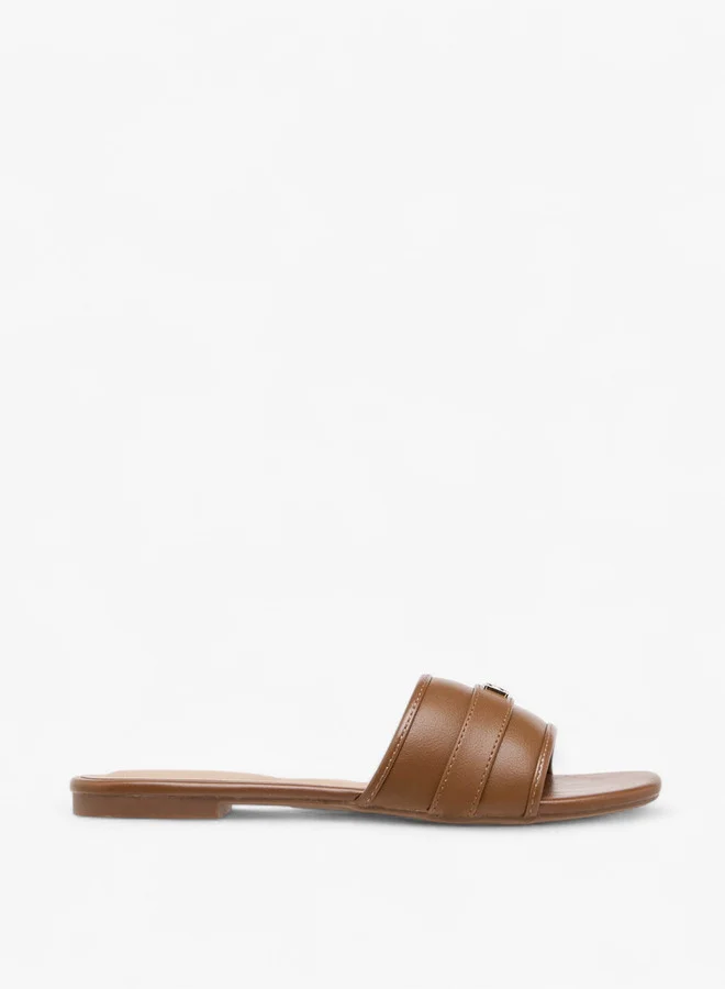 Flora Bella By Shoexpress Logo Accent Slip-On Flat Sandals
