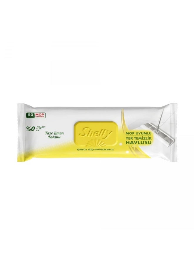 These floor cleaning wipes, with their refreshing lemon scent, are compatible with mops for effective cleaning and a brilliant shine. The pack contains 50 wipes and is free of parabens, alcohol, and SLS, for an easy and practical cleaning experience.