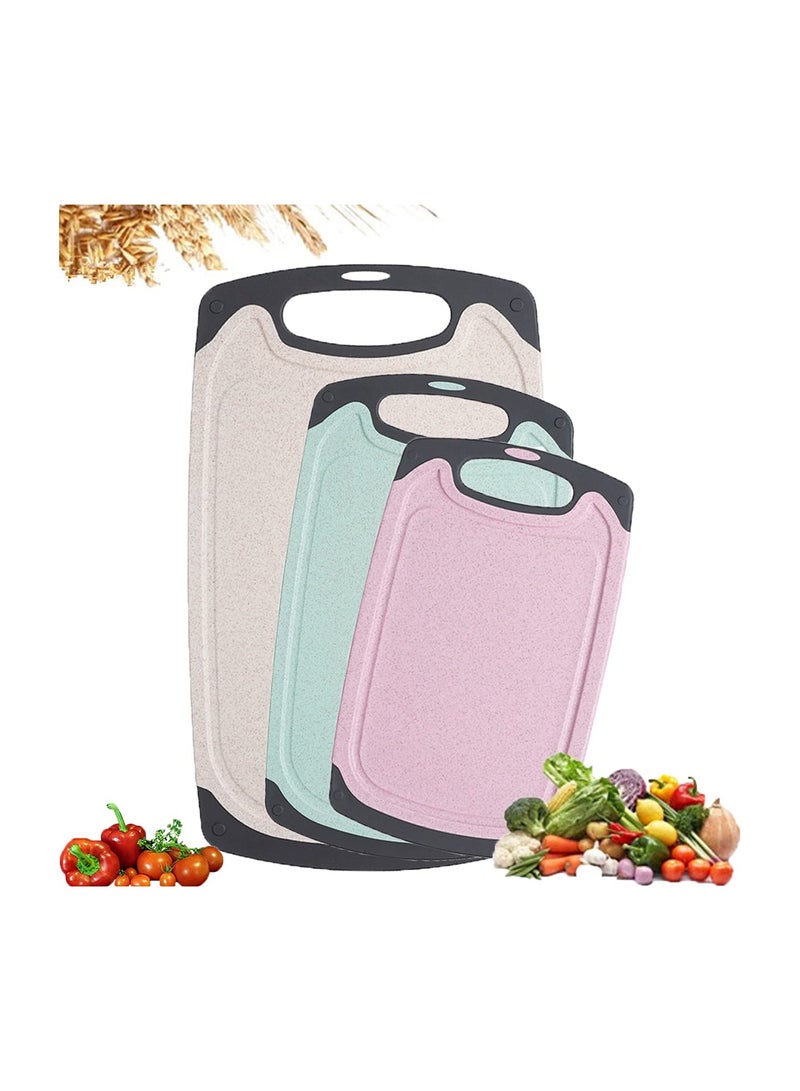 SYOSI طقم لوحات تقطيع 3 قطع من البلاستيك الخالي من BPA Grade الغذائية لوحات تقطيع آمنة لغسالة الصحون سهلة التنظيف حماية صحية وبيئية ثقب للتعليق غير قابلة للانزلاق - Image 1