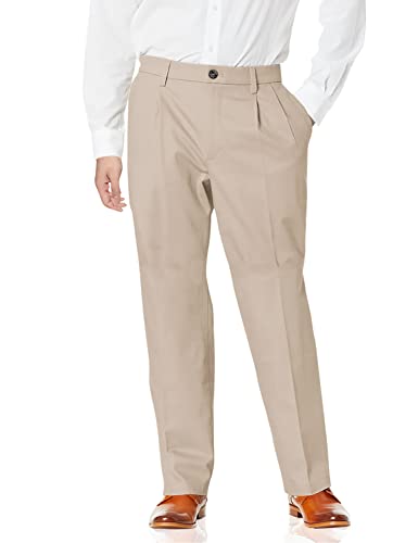 Dockers Men's Relaxed Fit Signature Khaki Lux Cotton Stretch Pants - Pleated, Timberwolf, 40W x 34L - Image 1