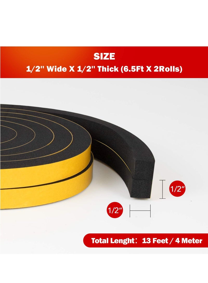 SYOSI Weather Stripping Door Seal Strip,High Density Foam Tape,Doors and Windows Insulation Soundproofing Weatherproof,Self Adhesive Rubber Weatherstrip Door Seal Strip 1/2''W X 1/4''T X 26'L - Image 3