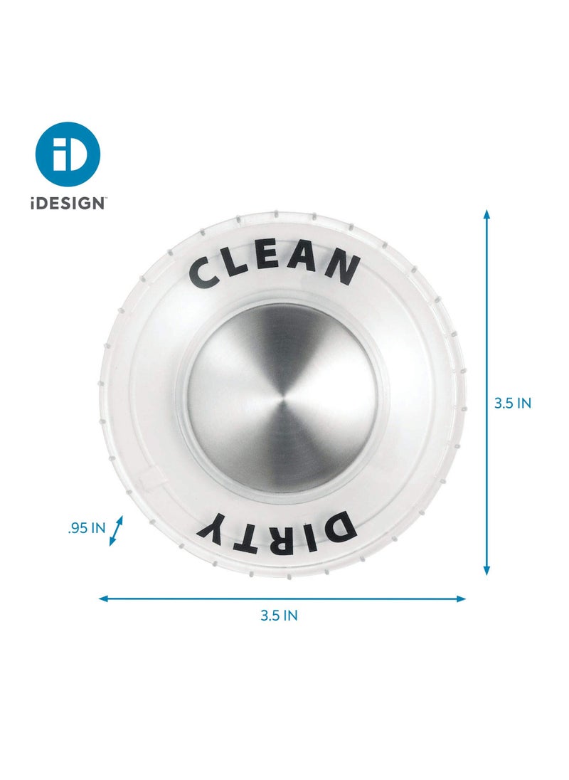 InterDesign iDesign Forma BPA-Free Plastic Suction Clean/Dirty Dishwasher Indicator Sign - 3" x 3", Clear/Chrome  - Image 2