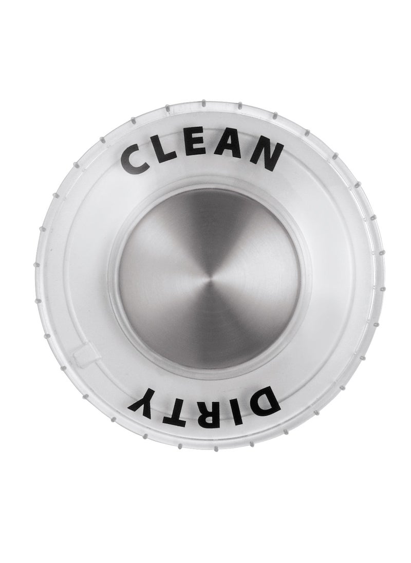 InterDesign iDesign Forma BPA-Free Plastic Suction Clean/Dirty Dishwasher Indicator Sign - 3" x 3", Clear/Chrome  - Image 1