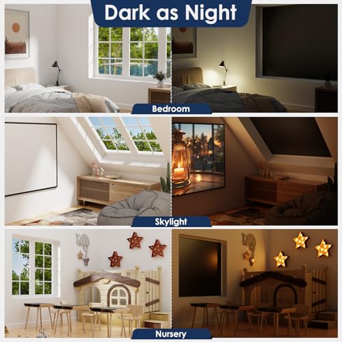 Esteh Blackout Curtains for Bedroom, 36" x 57" Temporary Blackout Shades for Windows, Portable Black Out Blinds Screen with 20 Loop & Hook, 100% Black Out Window Cover Film for Baby Nursery Travel RV-Blacks - Image 2
