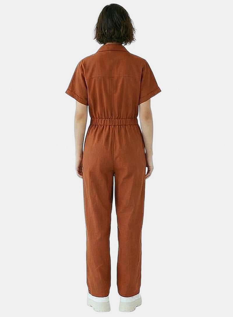 RAVIN Women Rust Short Sleeve Zip-Up Utility Jumpsuit - Image 2