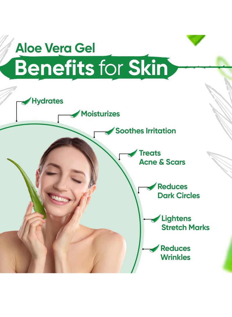 KAZIMA Pure Aloe Vera Gel for Skin and Hair, 500gm | Hydrates, Moisturizes & Soothes Irritated Skin | Pure & Natural Aloe Vera Gel for Face, Acne, Scars, Dark Circles & Sunburn - Image 2