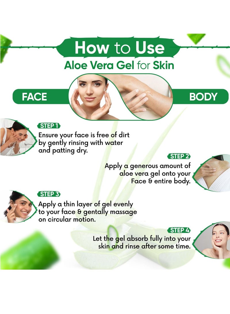 KAZIMA Pure Aloe Vera Gel for Skin and Hair, 500gm | Hydrates, Moisturizes & Soothes Irritated Skin | Pure & Natural Aloe Vera Gel for Face, Acne, Scars, Dark Circles & Sunburn - Image 4
