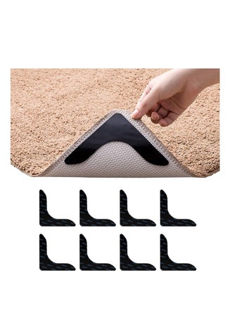 Black L Shape Rug Gripper Rug Tape 8 Pcs Double Sided Anti Curling Non Slip Reusable Rug Pad for Hardwood Floors, Carpets, Floor Mats in Place & Make Corner Flat and Easily Peel Off - pzsku/Z7E767B46B68AE66ED7DCZ/45/1744096473/2cf8447f-7dd5-4f0b-87ae-463485e94040