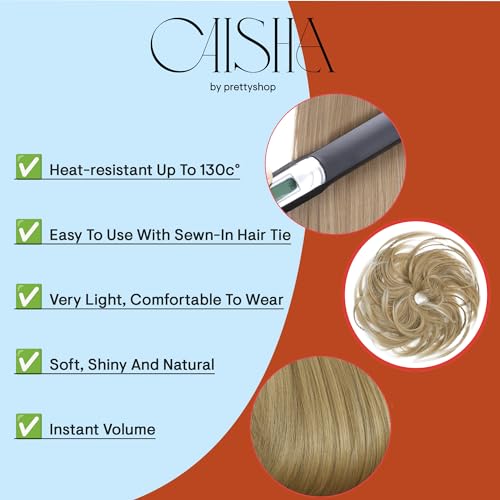 CAISHA Jumbo Scrunchie Braided Updo Wavy Messy Bun Hairpiece Platinum Blonde G3D - Image 5