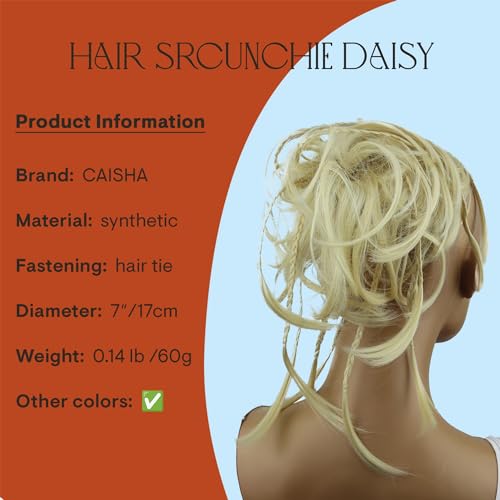 CAISHA Jumbo Scrunchie Braided Updo Wavy Messy Bun Hairpiece Platinum Blonde G3D - Image 2