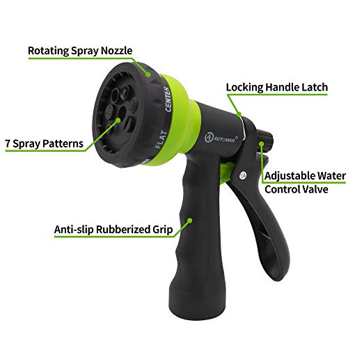AUTOMAN EVA Recoil Garden Hose 25ft - Includes 7 Pattern Spray Nozzle,Curly Water Hose 25 Foot,Watering Hose Coil,Retractable,Corrosion Resistant Garden Coil Hose.Green - Image 5