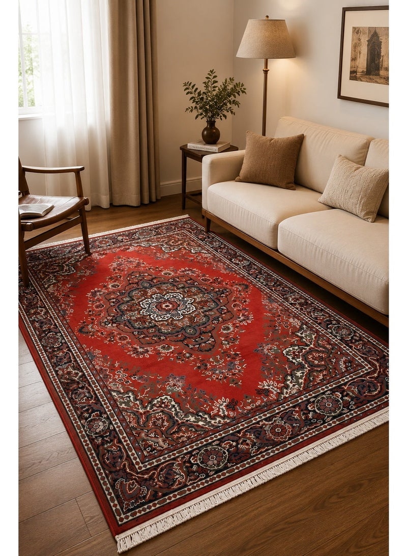 القفاري سجاد أفراح الهنا بنقوش تراثية، مناسب لغرف المعيشة والمجالس، 165×260 سم، أحمر - Image 1