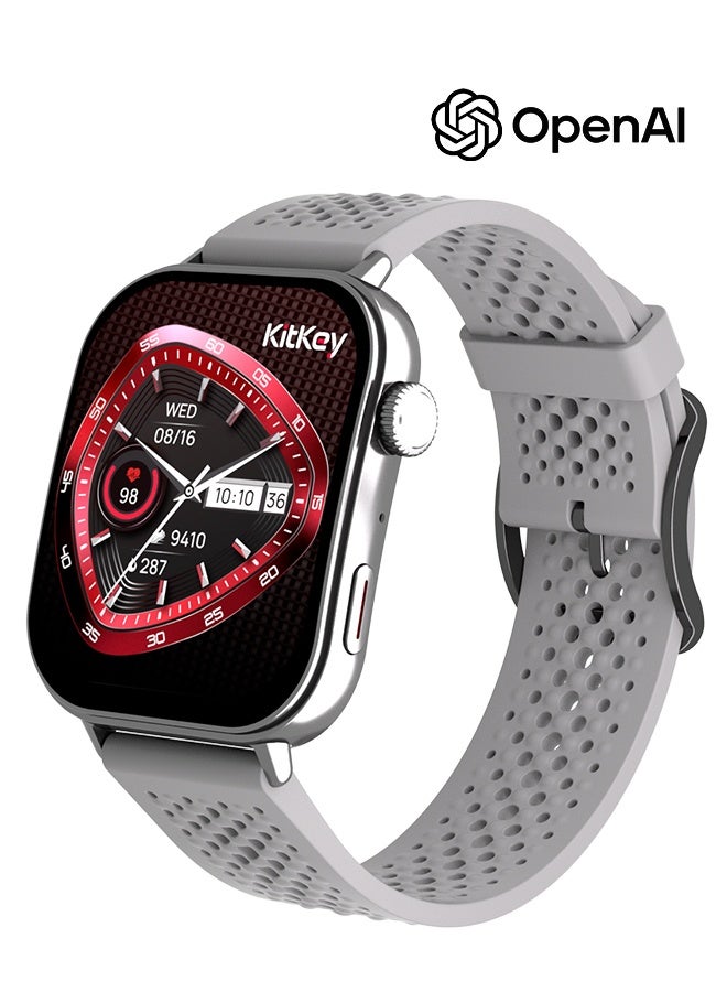 KitKey Korean Brand Smart Watch 6 Pro – Built-in ChatGPT AI Assistant, 2.06" AMOLED Curved Display, AI Dynamic Watch Faces with 3D Sliding UI, Bluetooth Calling, IP68 Waterproof, 120 Sports Modes, Quick-Release Breathable Strap, Zinc Alloy Vacuum-Plated Frame, Compatible with Android and iOS  - Image 1