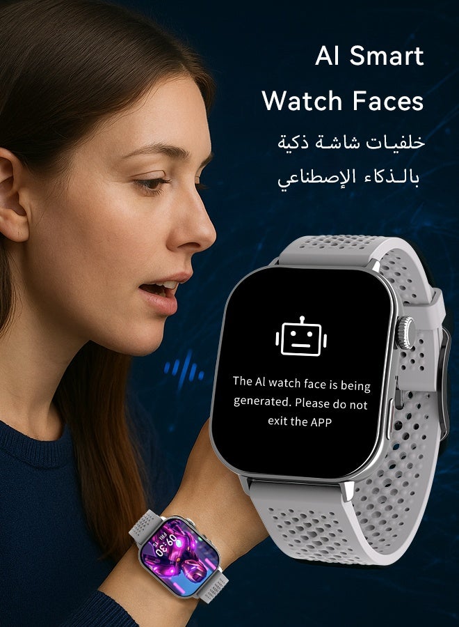 KitKey Korean Brand Smart Watch 6 Pro – Built-in ChatGPT AI Assistant, 2.06" AMOLED Curved Display, AI Dynamic Watch Faces with 3D Sliding UI, Bluetooth Calling, IP68 Waterproof, 120 Sports Modes, Quick-Release Breathable Strap, Zinc Alloy Vacuum-Plated Frame, Compatible with Android and iOS  - Image 4