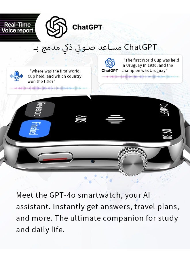 KitKey Korean Brand Smart Watch 6 Pro – Built-in ChatGPT AI Assistant, 2.06" AMOLED Curved Display, AI Dynamic Watch Faces with 3D Sliding UI, Bluetooth Calling, IP68 Waterproof, 120 Sports Modes, Quick-Release Breathable Strap, Zinc Alloy Vacuum-Plated Frame, Compatible with Android and iOS  - Image 2