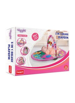 Gigglesdeluxe Play Gym Pink Colour Activity Playgym 3 In 1 Modes Of Play With Arch And 3 Toys Easy To Clean And Wash For 2 Month + Upto 6 Months.