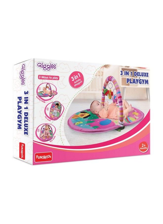 Funskool - Gigglesdeluxe Play Gym Pink Colour Activity Playgym 3 In 1 Modes Of Play With Arch And 3 Toys Easy To Clean And Wash For 2 Month + Upto 6 Months. - Image 1