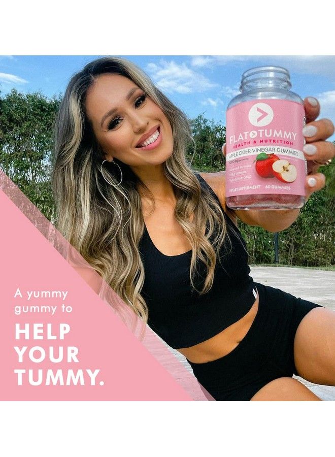 Flat Tummy Apple Cider Vinegar Gummies 60 Count Boost Energy Detox Support Gut Health & Healthy Metabolism Vegan Non Gmo Acv Gummies Made With Apples Beetroot Vitamins B6 & B12 Superfoods