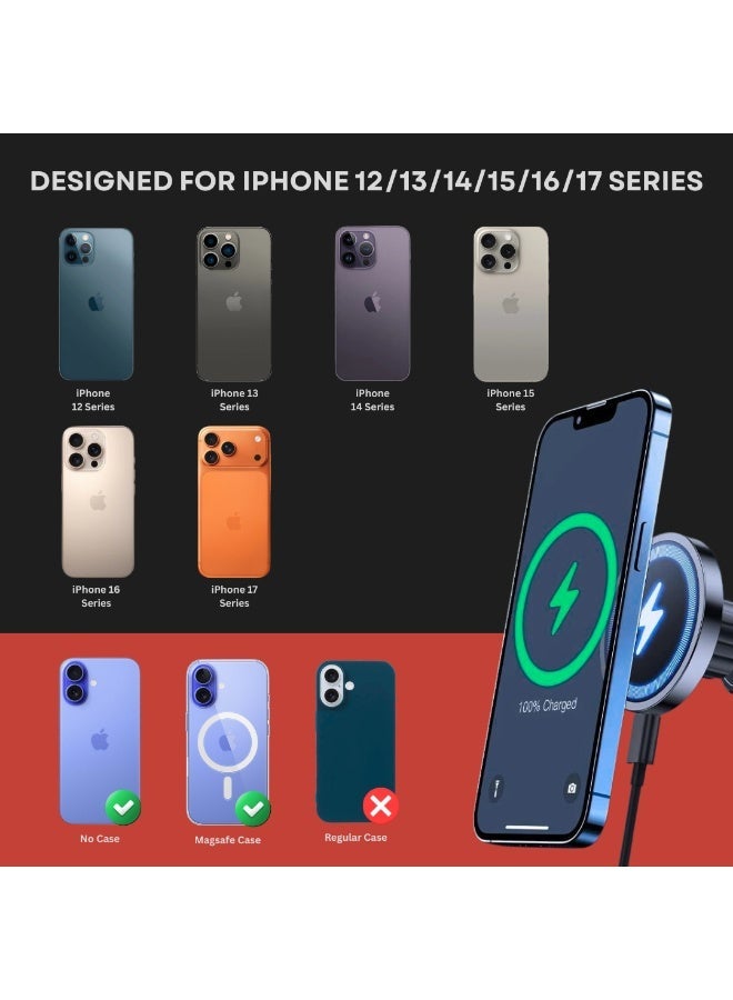 TRX AUTO Magnetic Phone Holder Screen Base with Q2 Wireless Charging For Patrol 2022 to 2025 | 15W Fast Wireless Charging Phone Mount | Multimedia Screen Fixed Bracket Base Car Phone Holder - Image 3