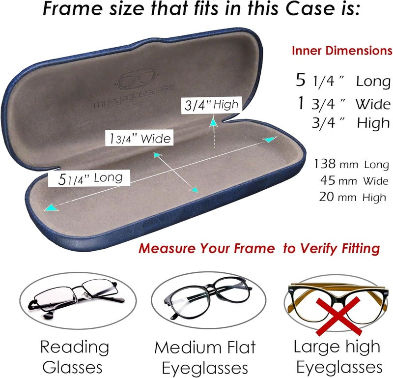 MyEyeglassCase علبة نظاراتي الرجالية الصغيرة - حافظة صلبة للنظارات مع حقيبة وقطعة قماش - حافظة ضيقة ونحيفة للقراءة - متينة - Image 5