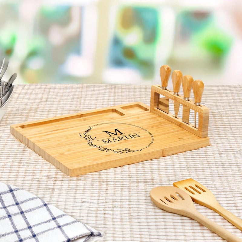 RoyalHouse Personalized Charcuterie Board Custom Bamboo Engraved Cheese Board Customized Gifts Bridal Shower Gifts Perfect for Personalized Wedding and Christmas Gift - Image 1