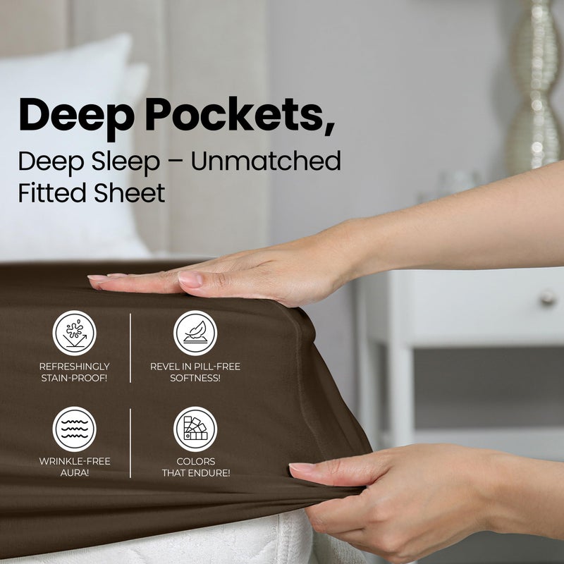 Utopia Bedding King Fitted Sheet - Bottom Sheet - Deep Pocket - Soft Microfiber - Shrinkage and Fade Resistant - Easy Care -1 Fitted Sheet Only (Brown) - Image 4