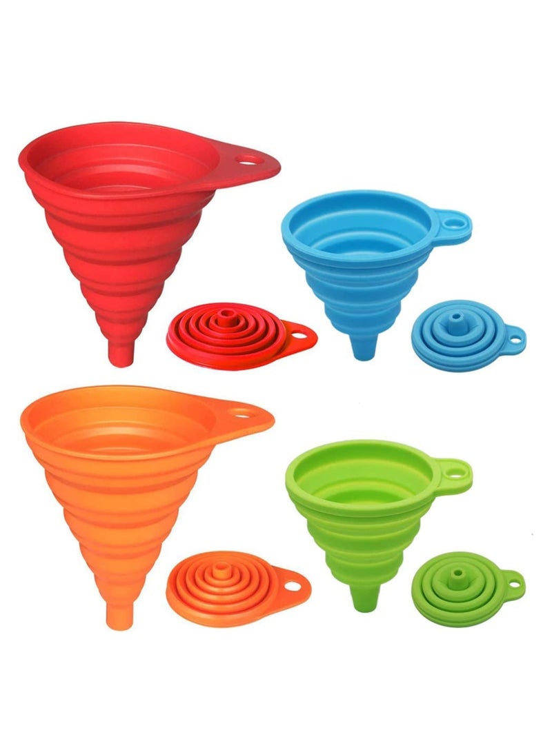 طقم قمع المطبخ، قمع سيليكون قابل للطي، قمع مقاوم للحرارة من الدرجة الغذائية، ملحق صغير لملء زجاجة الماء ونقل السوائل، أدوات مطبخ صغيرة للطهي والخبز، طقم مكون من 4 قطع - Image 2