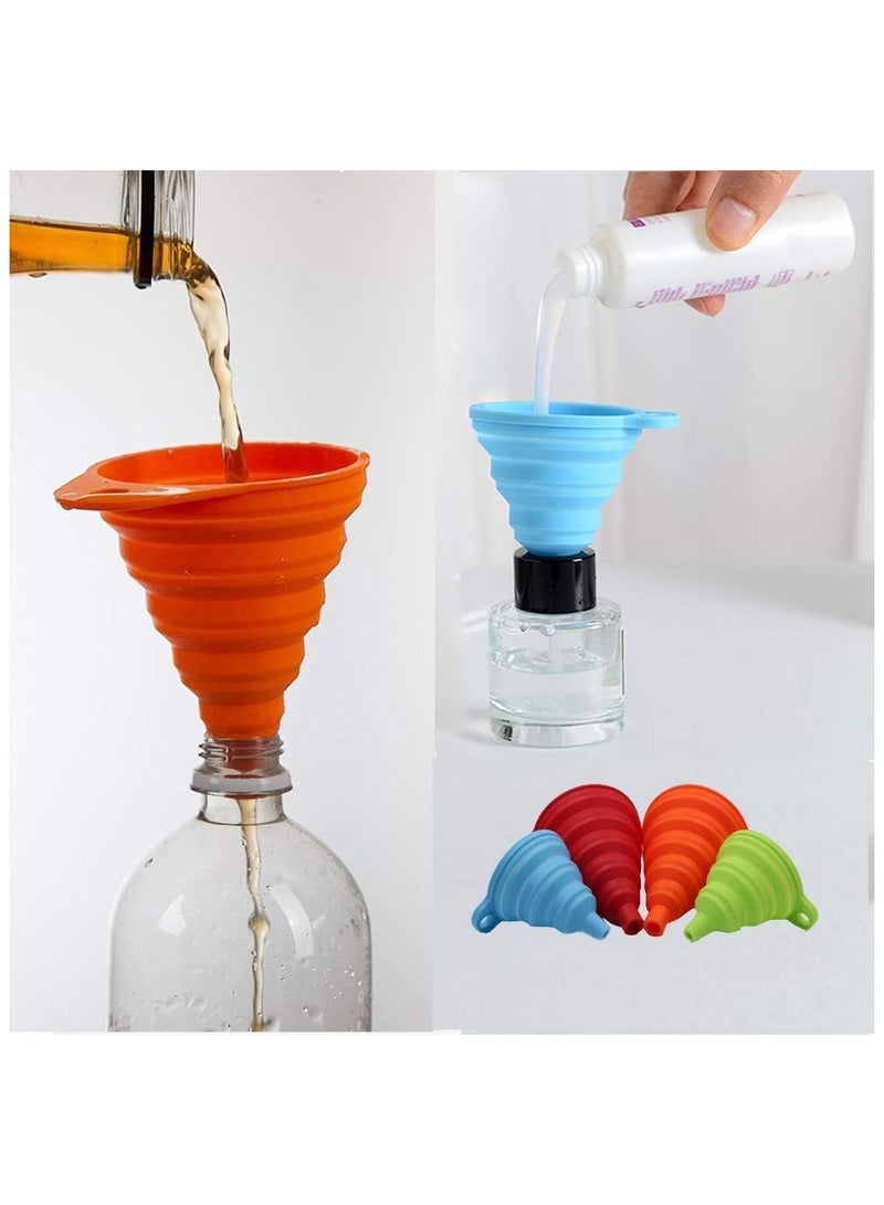 طقم قمع المطبخ، قمع سيليكون قابل للطي، قمع مقاوم للحرارة من الدرجة الغذائية، ملحق صغير لملء زجاجة الماء ونقل السوائل، أدوات مطبخ صغيرة للطهي والخبز، طقم مكون من 4 قطع - Image 5