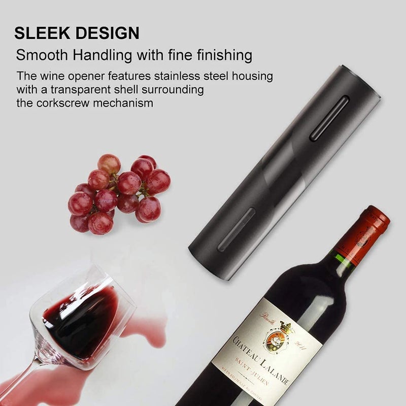Deoxys Deoxys Electric Wine Bottle Opener Automatic Electric Wine Bottle Corkscrew Opener with Foil Cutter One Click Reusable Wine Bottle Opener Black  - Image 5