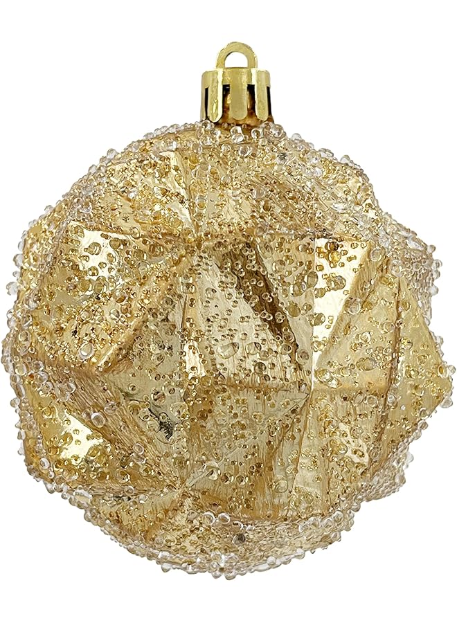 The Bros Chrirmas Designer Baubles 6-Pieces Set, 8 cm Size, Gold